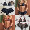 Elegant Leopard Print Bikini Swimsuit With Tieback Design For Water Sports
