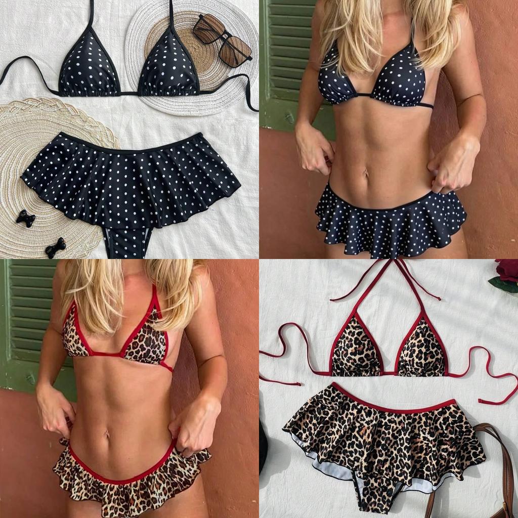 Elegant Leopard Print Bikini Swimsuit With Tieback Design For Water Sports