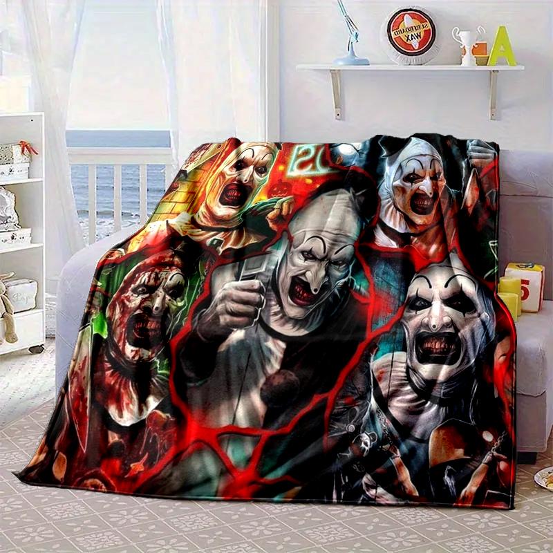 Clown Horror Decke Flanelldecke für Bett, Sofa, Camping, Wandern, Picknick Zubehör, Geschenk für Familie Fan Geschenke