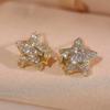 Creative design inlaid full diamonds star earings stud  light luxury and high-end earrings for women suitable for daily