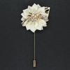 Luxury Crystal Pearl Groomsmen Boutonniere Wedding Corsage Men Brooch Pin Red Burgundy Flower Groom Bridal Boutonnieres