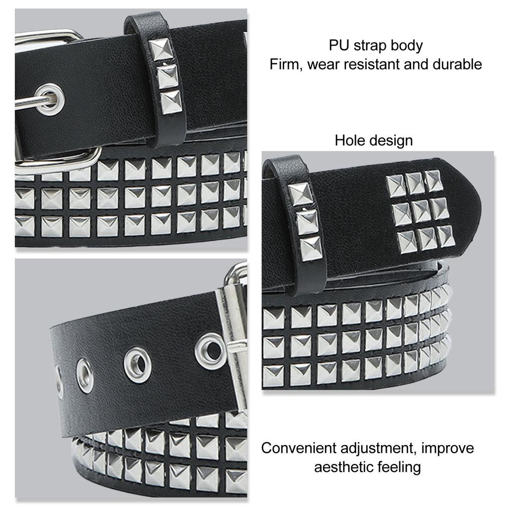 Women Waist Belt Rivet Decoration Fashionable Dress Pants Belt for Daily Shopping Party Black 105 X 3.3cm 41.3 X 1.3in