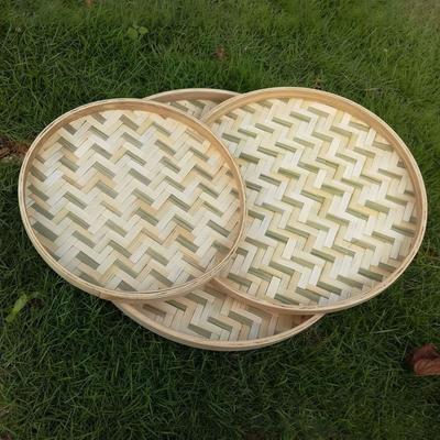 Handgefertigtes Weben Bambussieb Floß Rund Kehrschaufel DIY Dekorative Obst Brotkorb Küchenaufbewahrung Tabletts Wohnkultur