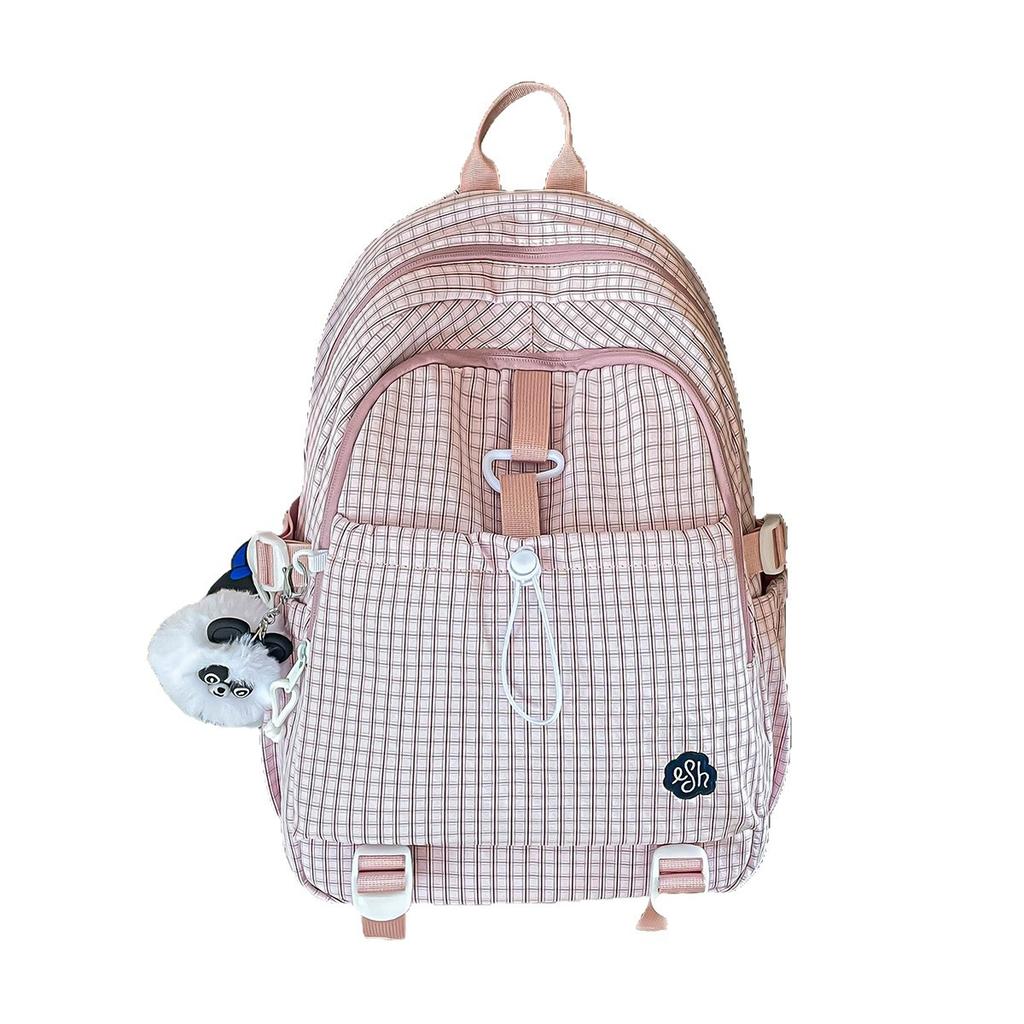 Schoolbag Campus School Bag Female Korean Edition Ins Simple Plaid Backpack High School Students Large Capacity Mori Travel Backpack