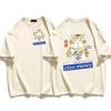 2025 Men T-shirts Intrage Japan Kanji Cartoon T-shirt Fun Graphics Kawaii Clothing Streetwear Peach Khaki Top Large Harajuku Top