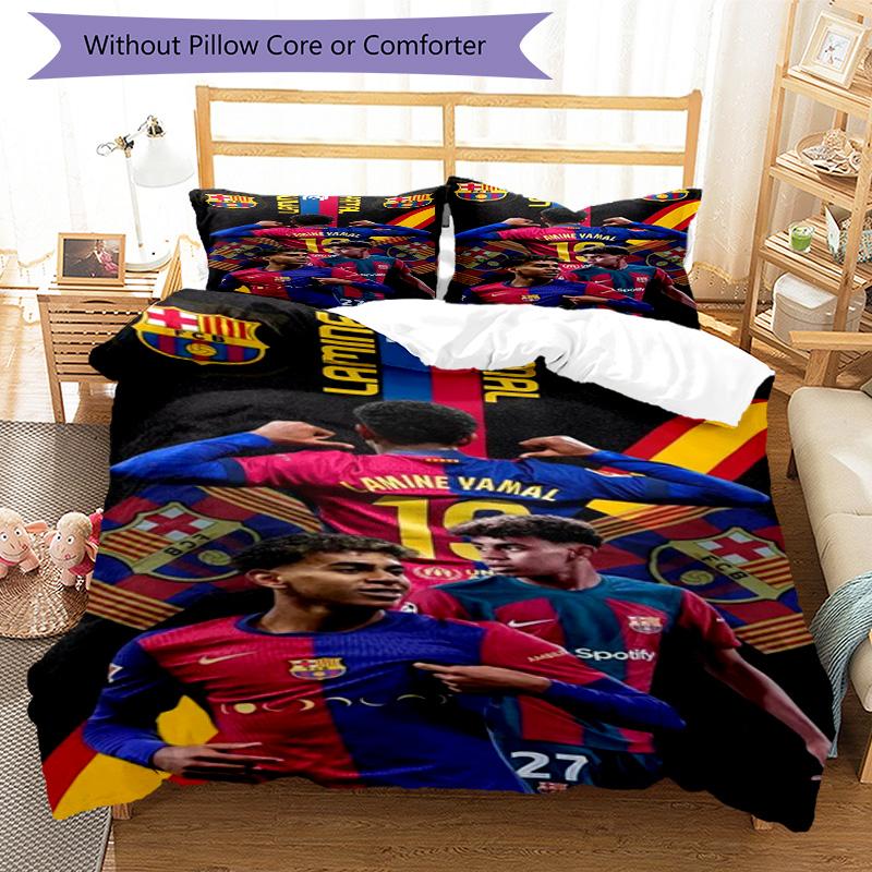 Lamine Yamal Soccer Star Number Bedding Set,Soft Bed Linen for Bedroom Home Decoration,Perfect Gift for Football Fans,Breathable Duvet Cover with Pill