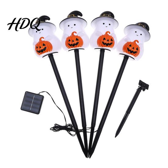 Halloween Party Lawn Decorations 4Pcs/Set Solar Ghost Stake Light 4-in-1 Pumpkin with LED Garden Landscape Lighting Lights Waterproof Decorative