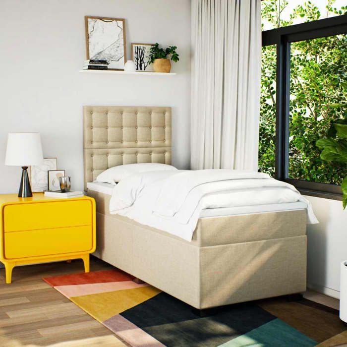 Maison Exclusive - Sommier à lattes de lit avec matelas Crème 80x200 cm Tissu