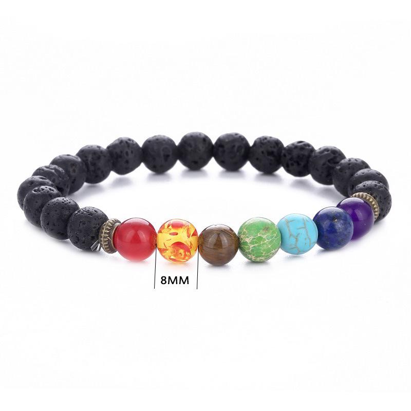 Seven-Color Volcanic Stone Tiger Eye & Imperial Vein Beaded Bracelet