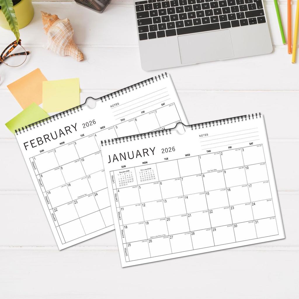 KOPEESY Wall Calendar 2026, Months Calendar 2026 from Now To December 2026, 14.5" X 11" Monthly Calendar with Thick Paper and Julian Dates for Office