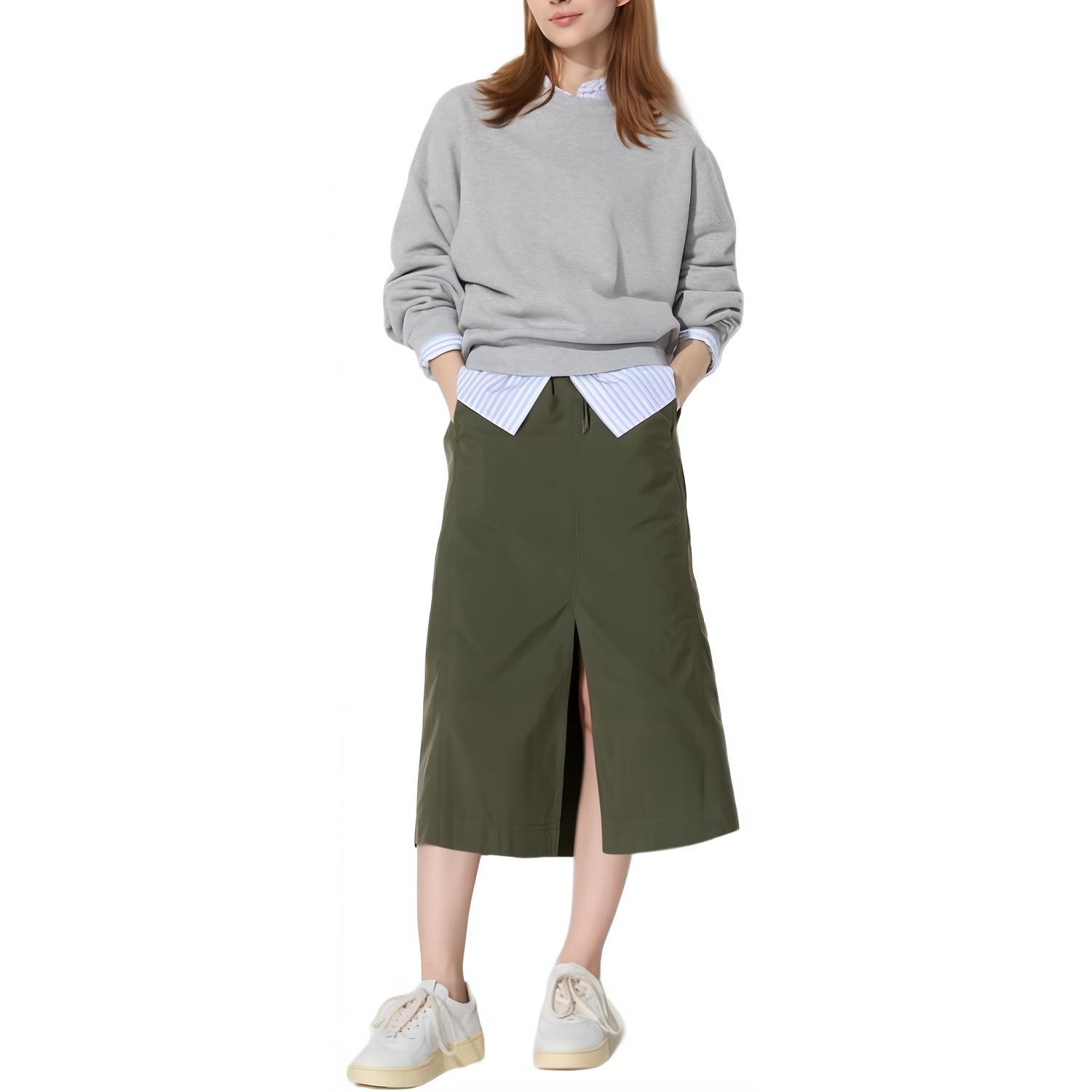 UNIQLO Solid Color Straight Maxi Casual