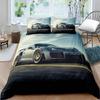 Luxurious Sports Car Bedding Set Black White Racing Bike Bed Linen Polyester Duvet Cover with Pillowcase for Teens Adults Decor