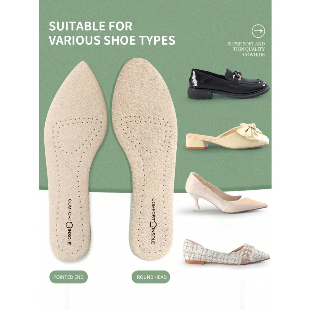 Leather & Latex Sports Insole, Cowhide Insole, Shock Absorption Cushioned Shoe Inserts for Women Men Sneakers Shoes, Casual Shoes