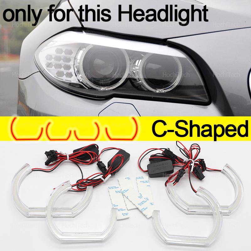 For BMW 5 Series F10 F11 M5 2010-2017 Super Bright CS CSL Style Lemon Yellow DRL Angel Eyes Light Daytime Running Light