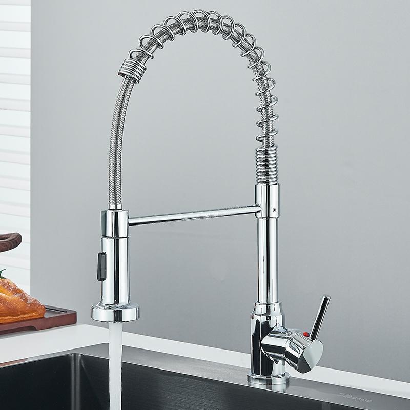 Pull Down Kitchen Faucet Sing Handle Hot Cold Water Mixer Tap 360° Swivel Dual Function Nozzle Kitchen Sink Tap Crane