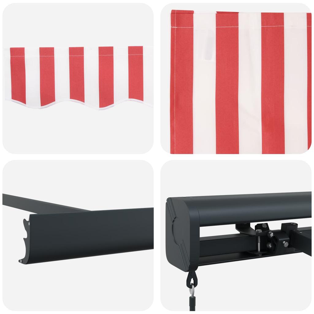 Retractable Awning Red and White 500 X 300 Cm