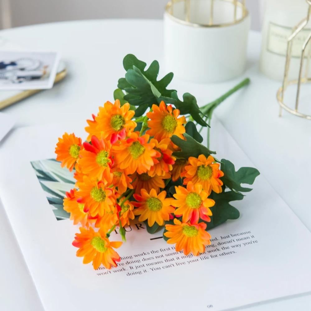 21 Heads Artificialflower Autumn Silk Daisy Bouquet Decor Vase Home Wedding Decor Household Products Holiday Party DIY Gift Box