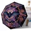 Purple Bat Artwork Automatic Umbrella Compact 8-Rib Design Lightweight All-Season Travel Outdoor Accessory Perfect Gift for Women Men