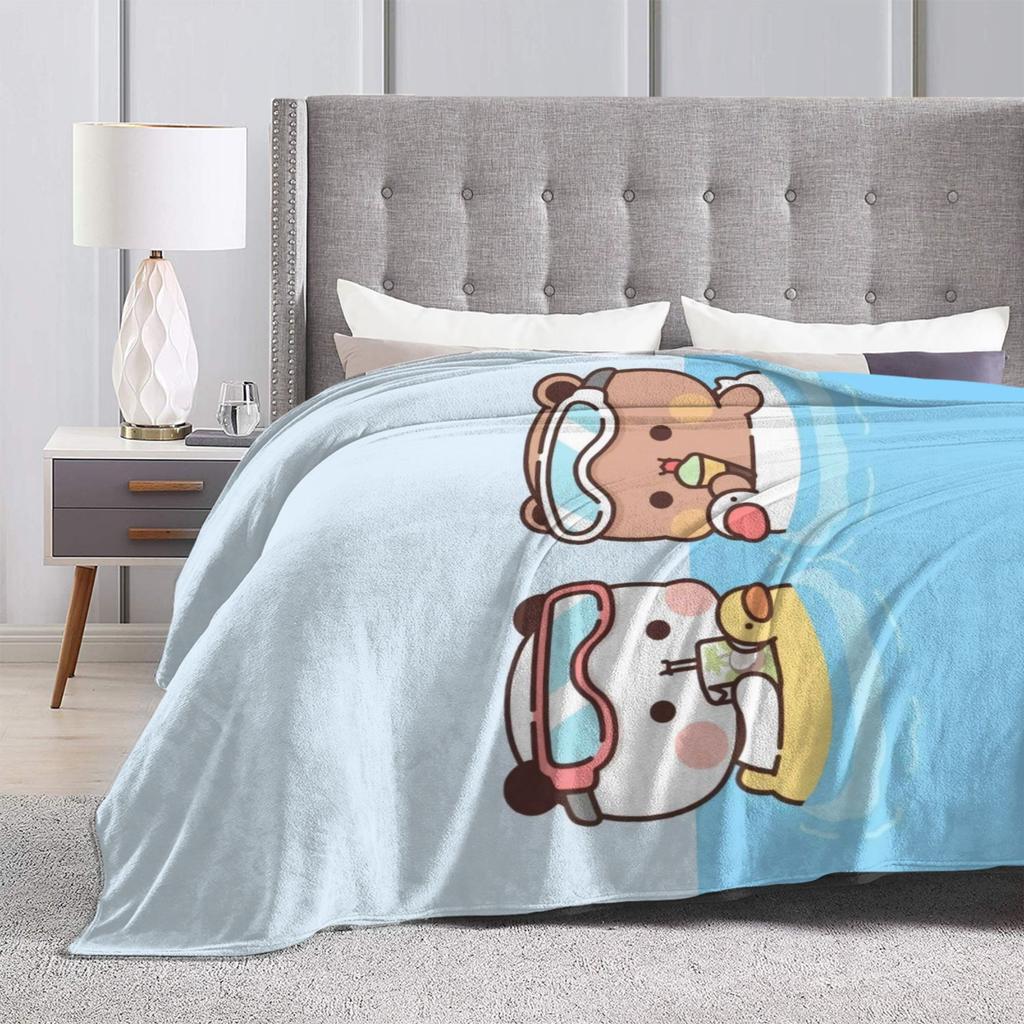 Soft Warm BlanketStudents Travel Bubu & Dudu Swimming Throw Blanket Flannel Bedspread For Outdoor Comfortable Sofa Bed Cover