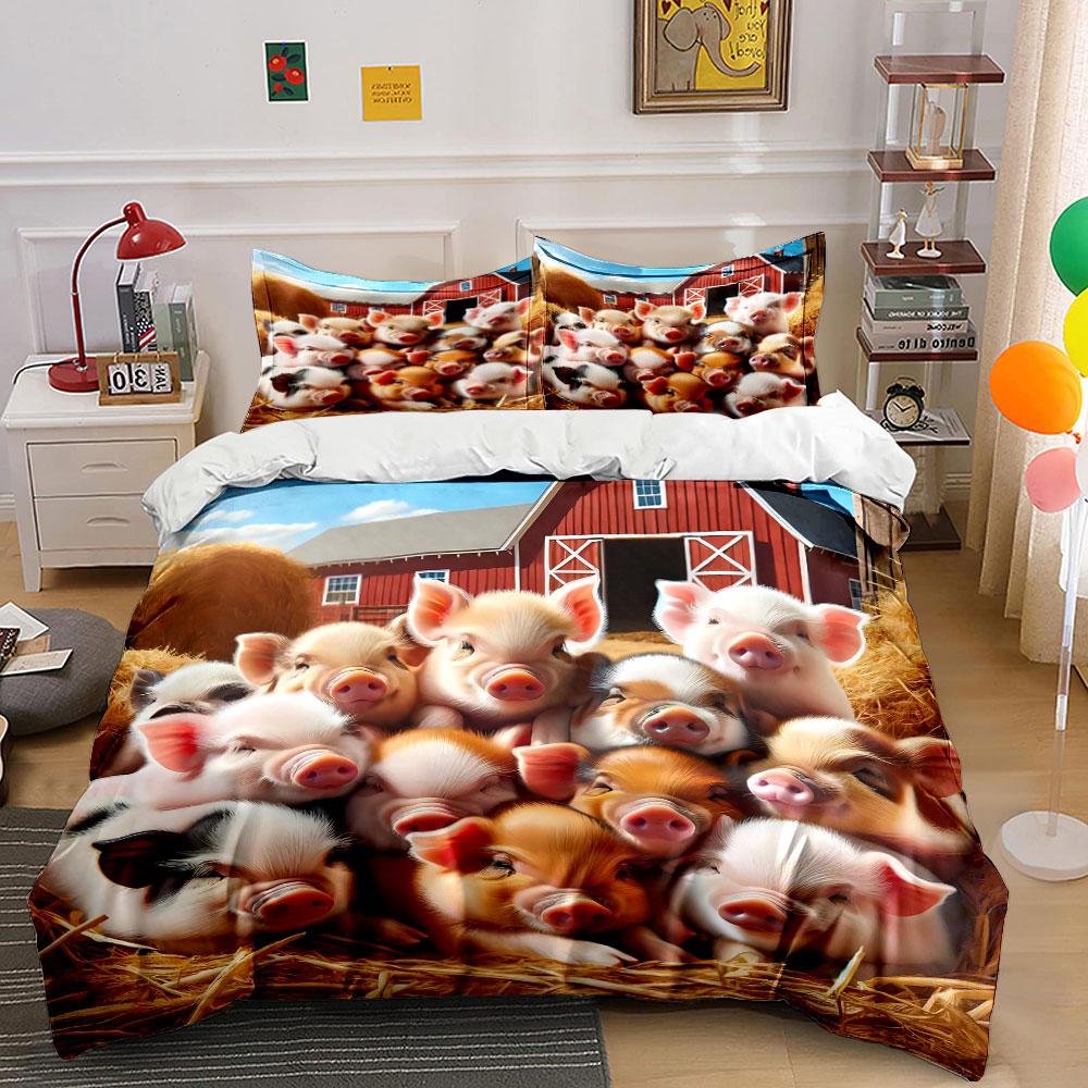 Piglets and barn design. Bedding sets Duvet cover sets Duvet covers Pillowcases(1 * Duvet Cover 2 * Pillowcases without duvet insert)