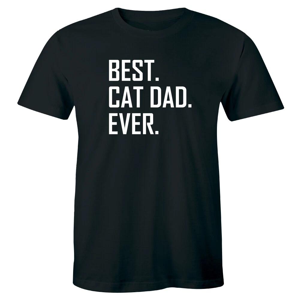 Best Cat Dad Ever Printed T-Shirt for Men Cat Lover Shirt M