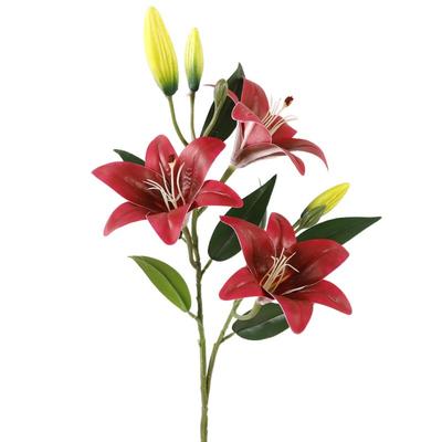 80cm Artificial Flower Branch Real Touch Elegant Silk Lilium Brownii Flower Plastic Handmade Fake Flowers Wedding Decor