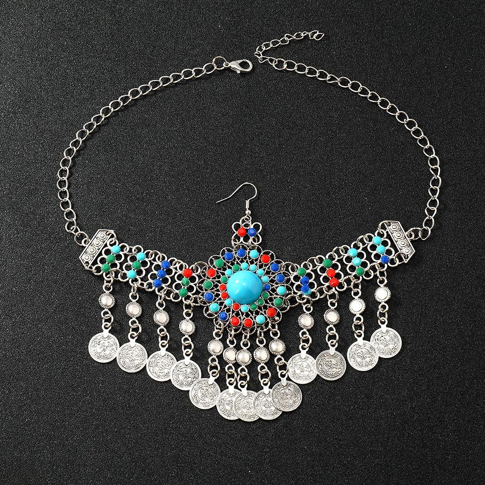 Retro Ethnic Style Fringed Headdress Set, Ancient Clothing Hanfu, Exotic Style Forehead Decoration, Forehead Chain, Earrings, Bracelet, Women