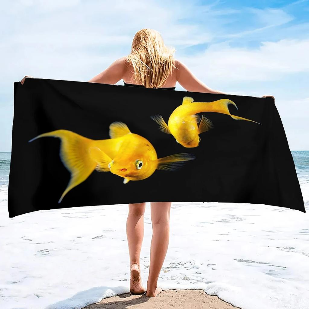 Vibrant Goldfish Bath Towel - Ocean Life Design, Soft Absorbent, Perfect for Summer Relaxation, Adds Color to Your Beach Days