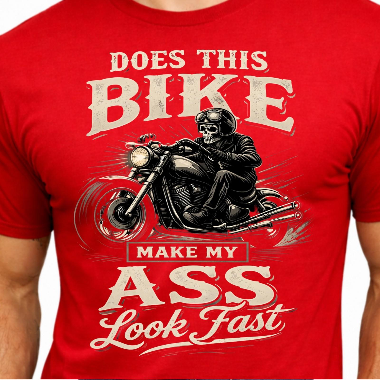 Skull Biker Graphic Motorcycle Funny Chopper Rider Make My Bike Look Fast Tee. XS