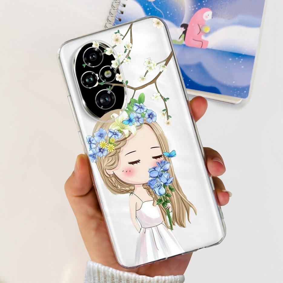 For Honor 200 Pro Case ELP-AN00 Cute Cat Painted Cover Clear Silicone Phone Case For Honor 200 Lite Honor200 Pro Soft TPU Fundas