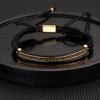 Men's Adjustable Braided Hip Hop Bracelet with Retro Copper Crown, Pineapple Beads, and Vacuum-Plated Titanium Steel.