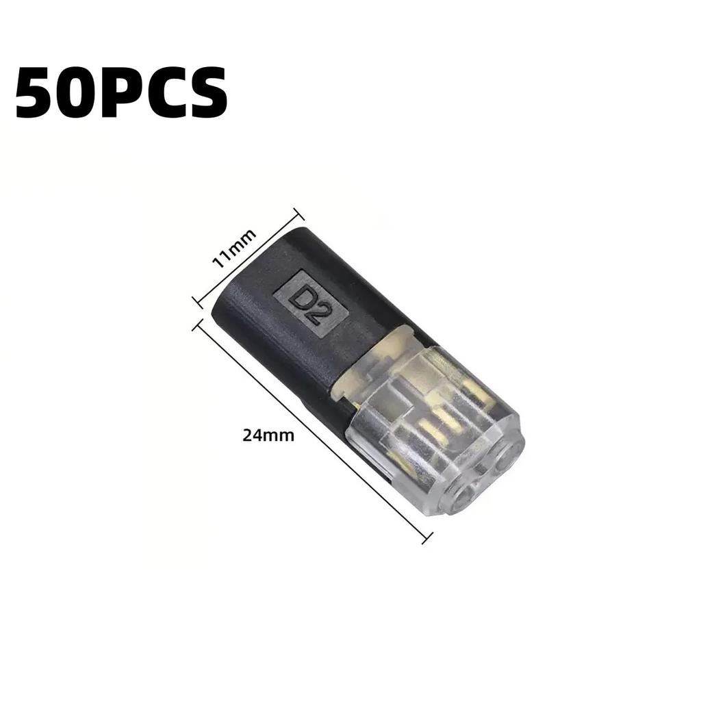 50/1pcs Double-Wire Plug-in Connector with Locking Buckle Pluggable LED Wire Connector 2 Pin 2 Way Universal Compact Wire