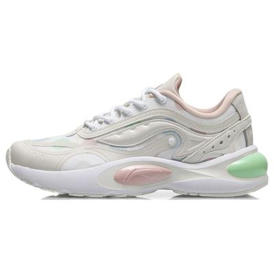Li Ning V8 Estabilidad Deportes Absorción de Impactos Zapatillas de Running de Caña Baja Mujer Zapatilla Blanco Perla ARHR056-5