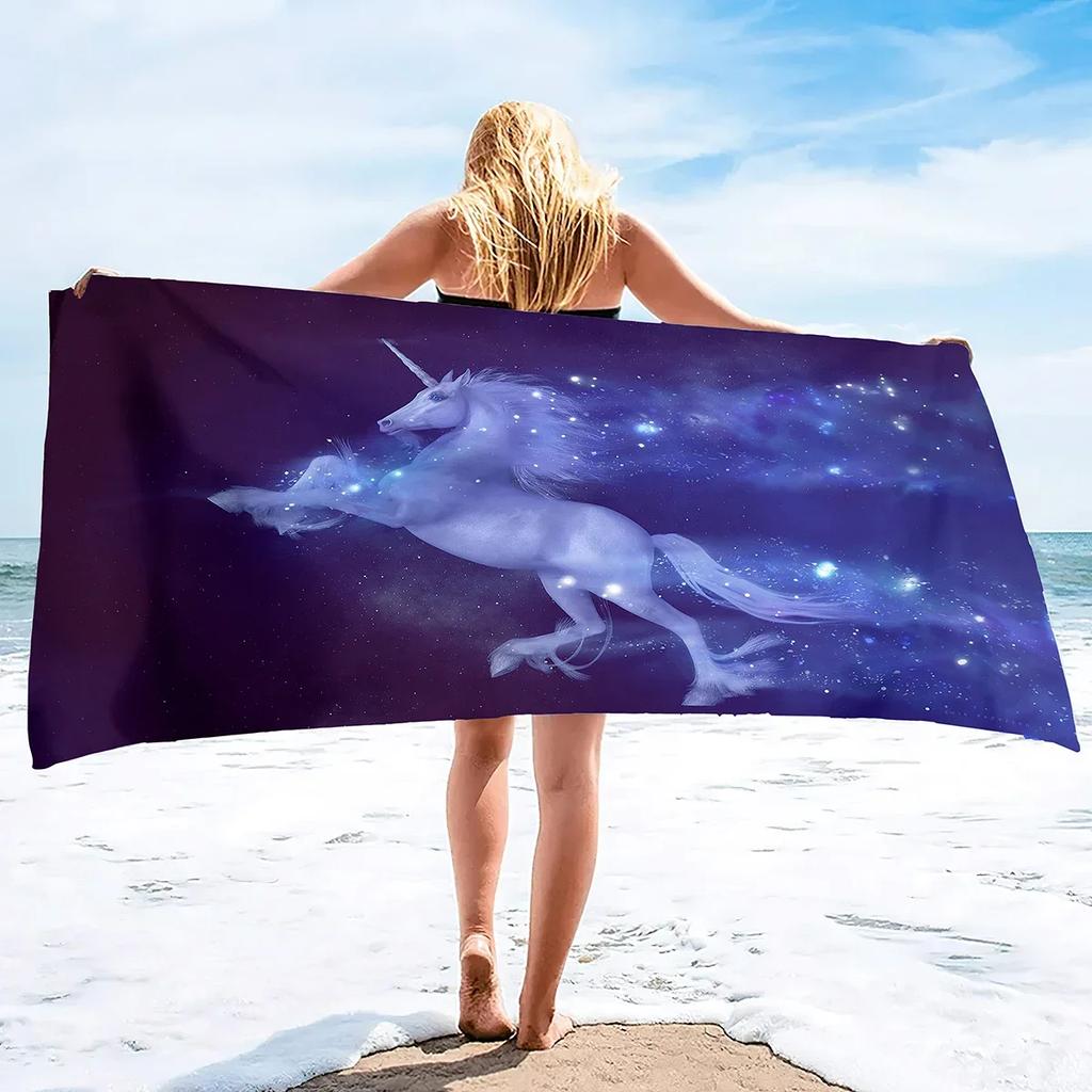 Unicorn Beach Towel,Cute Cartoon Microfiber Absorbent Soft Bath Towel Poncho Bath robe Absorbent Towels for Pool Beach Bathroom