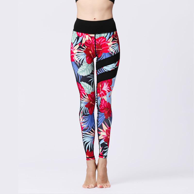 New yoga pants women's tight high waist hip lift quick-drying leggings sports fitness yoga suit printing