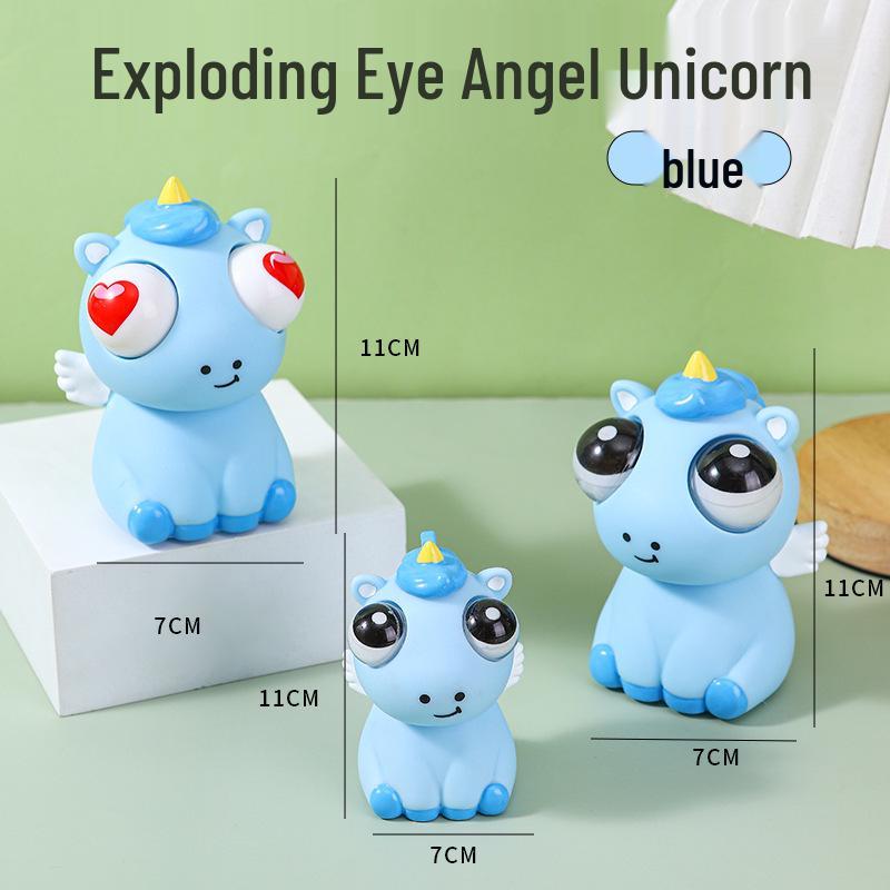Poupée Licorne Anti-Stress à Yeux Globuleux - Jouet à Presser en Silicone avec Yeux qui Sortent pour Évacuer le Stress