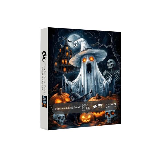 Dýňové duchové průvody Puzzle 1000 dílků Halloweenské puzzle Puzzle z recyklovaného papíru Zábavná sváteční aktivita pro dospělé rodiny