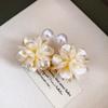 Vintage Flower Pearl Drop Earrings For Women With Pearl And Elegant Design