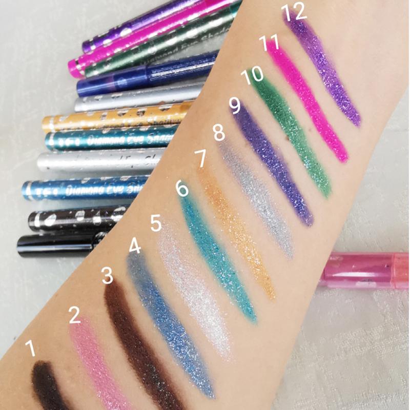 Fashion Long Lasting Waterproof Glitter Pigment Colored Eyeliner Eye Shadow Eye Makeup Cosmetics