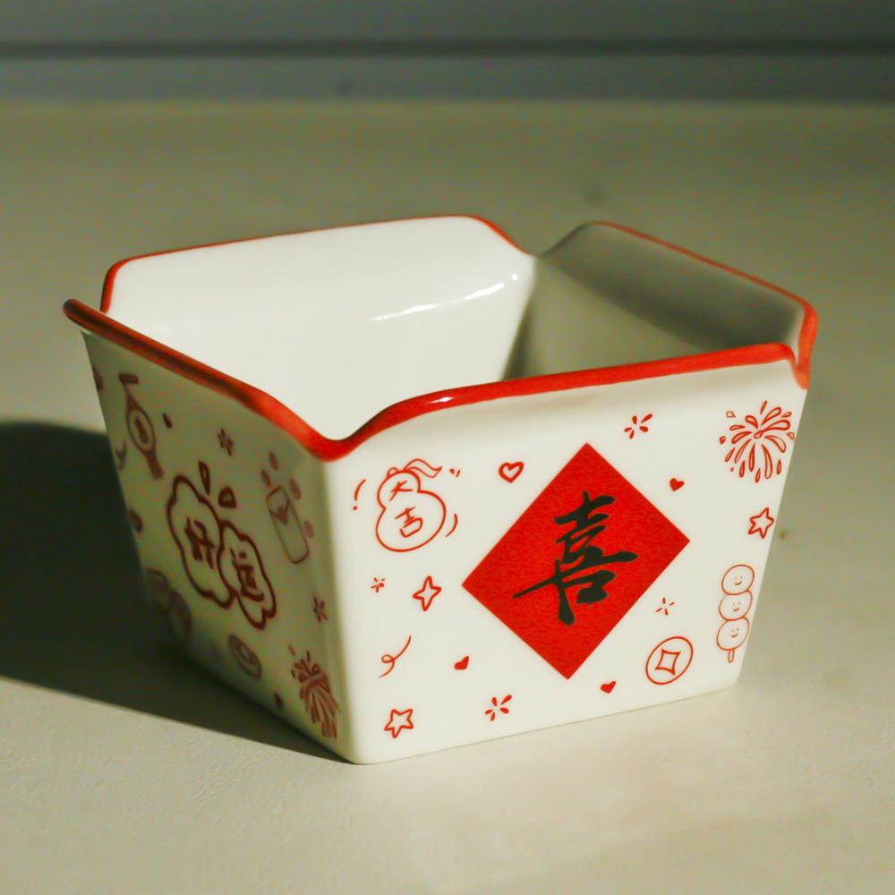 High-Value Dipping Dish Household Ceramic Soy Sauce Vinegar Dish Flavor Dish Side Dish Seasoning Dish Chinese New Year Hot Pot Dipping Bowl