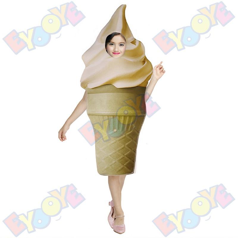 Unisex Ice Cream Cone Costume Kids Adults Halloween Party School Performance Family Fun Event Outfit