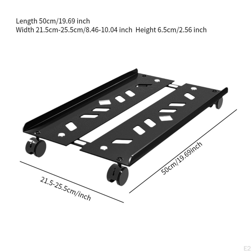 Adjustable Mobile CPU Stand PC Floor Cart Fits Most Telescopic 360° Rotary Under Desk Computer