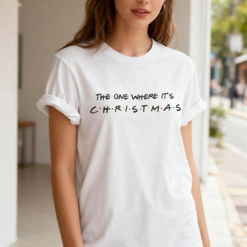 Christmas Friends Shirt Funny Christmas Tshirt Xmas Tshirt Contracted Design Unisex Women Casual Festival Costumes Cotton Tee Tops