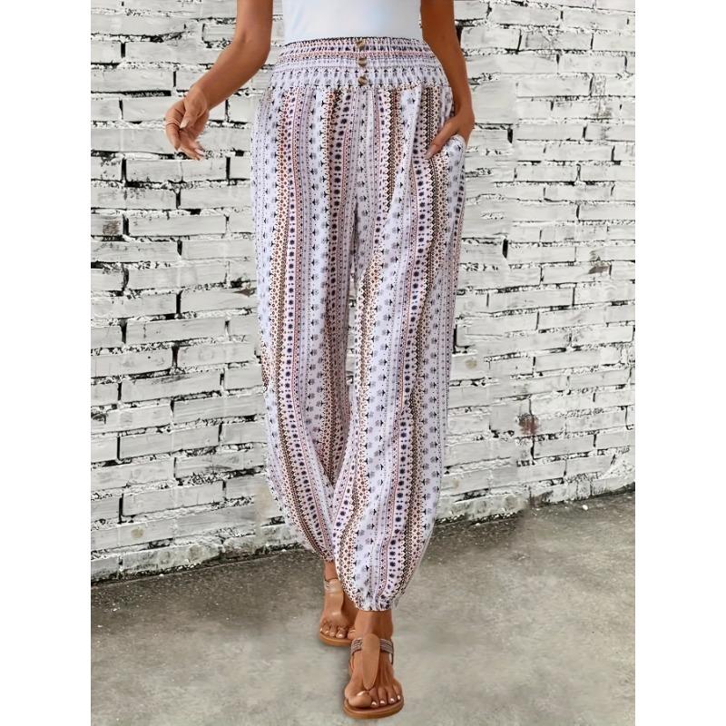 Spring and Summer Women's Wear Loose and Slimming Printed Casual Pants with A Drape and A Stretchable Waist