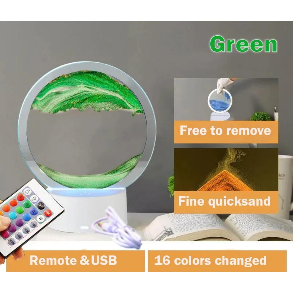 

Новітня 3D пісочна картина, настільна лампа-пісочний годинник, USB, 16 кольорів RGB, світлодіодна нічна лампа з рухомим піском, прикраси для спальні, подарунки 2024 Without Remote зелений
