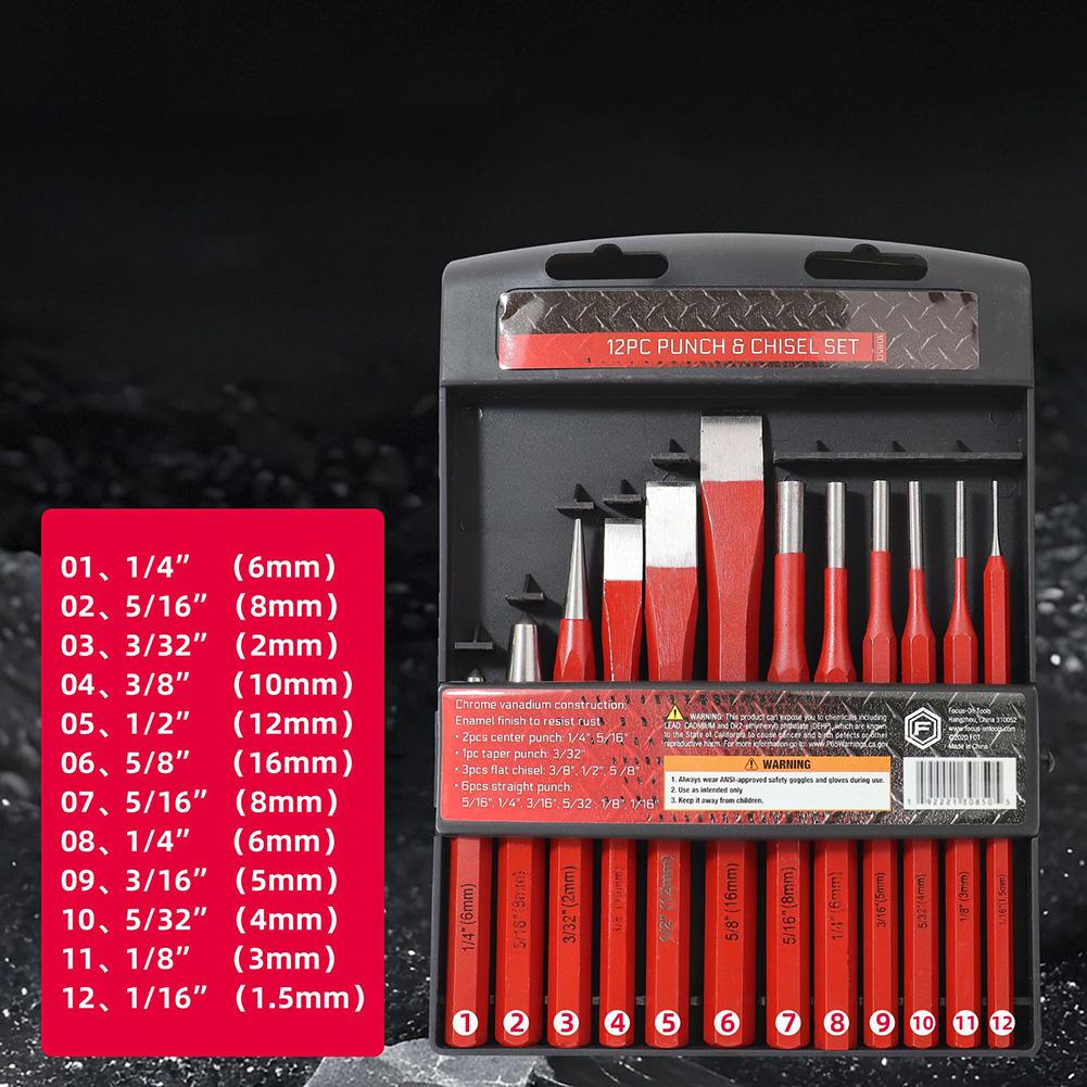 

12 Pcs Punch And Chisel Set Digging Tools Chisel Sharpener Center Punch Stonecutter Mechanics Woodworking Punching Tools Kit China Mainland