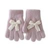 Bow Children's Gloves Sweet Koran Knit Winter Gloves for Girls Warm Cold-Proof Mittens with Fashion Design Cute Kids Wear