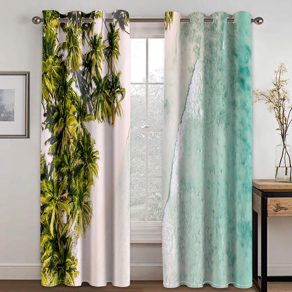 Meer Strand Blau Ozean Landschaft Schatten Vorhang Deluxe Wohnzimmer Schlafzimmer Home Decor Vorhang 2 Panel Kostenloser Versand