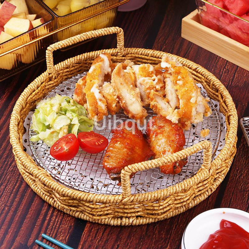 New Semi -Circular/Round Tempura Frying Sushi Bbq Net Durable Stainless Steel Drying Net Japanese Style Portable Barbecue Net