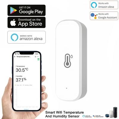 Czujnik Temperatury i Wilgotności WiFi Smart Zasilany Bateryjnie Monitorowanie Aplikacją Bezpieczeństwo Inteligentnego Domu Współpracuje z Alexa Google Home